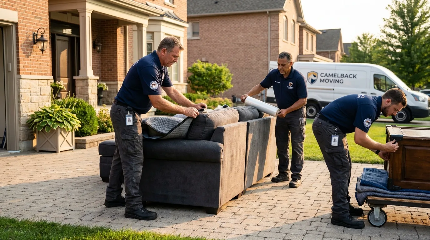 Large estate moving crew wrapping furniture in Delhi, NY